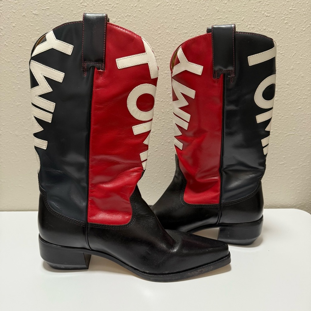 Tommy Hilfiger women’s Cowboy Boots 9.5 red white and blue USA